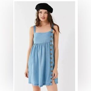 Urban Outfitters Chambray Denim Button-Front Sundress